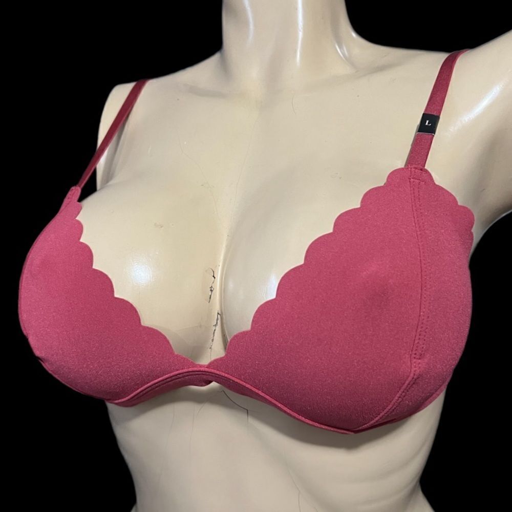 Victorias Secret Seamless scalloped Unlined bralette bra Pink Rose Blush Large